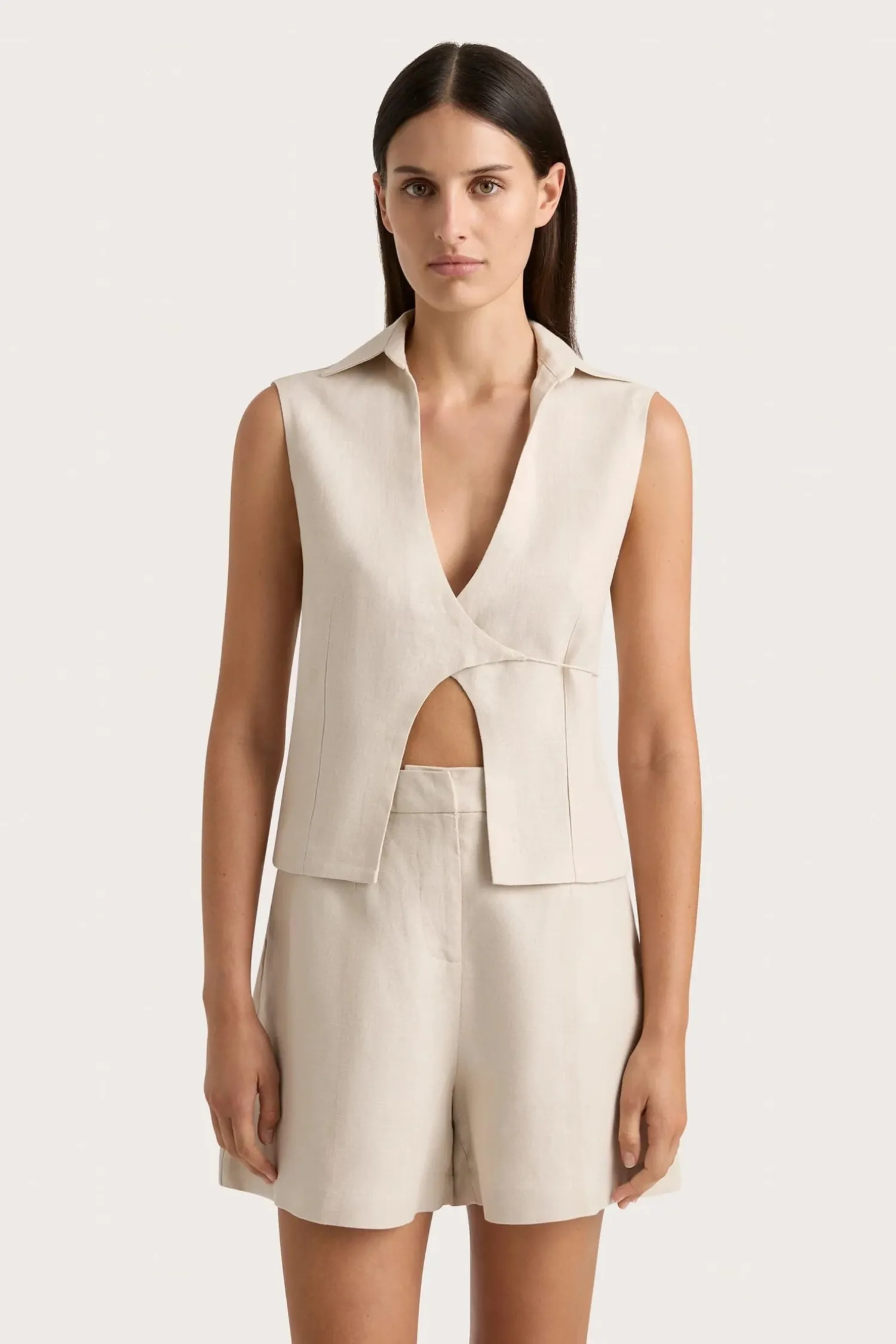 Best FAITHFULL THE BRAND ANTIBES SLEEVELESS WRAP SHIRT Sand