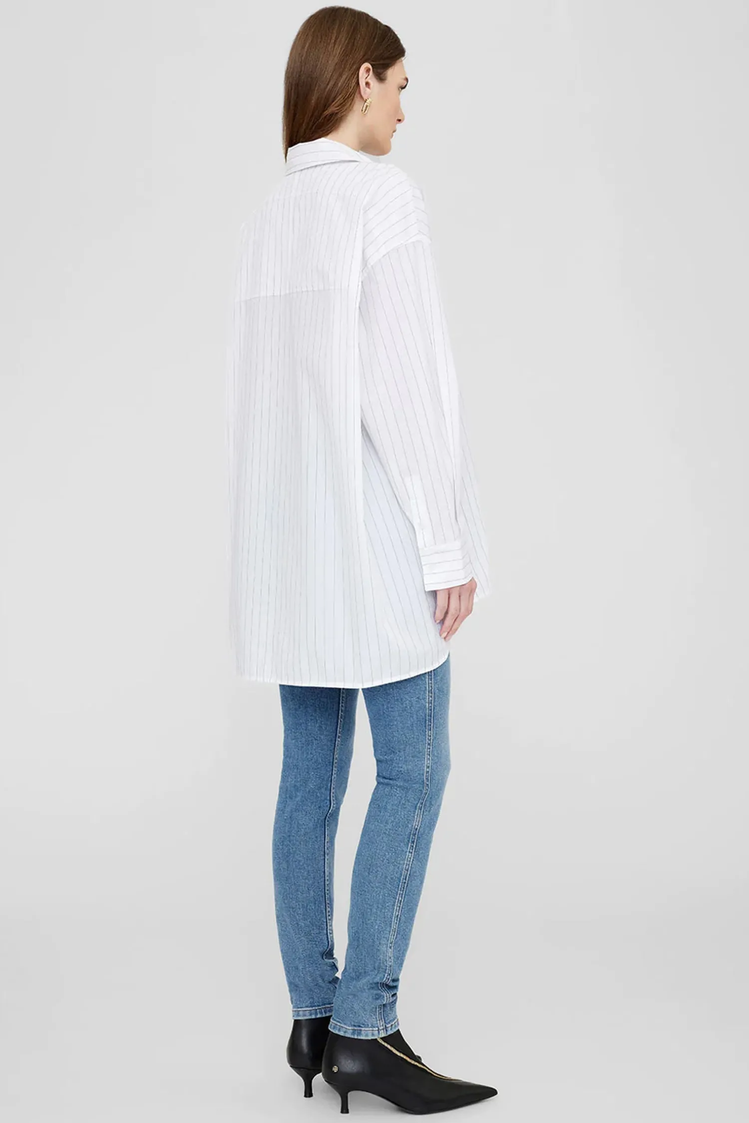 New ANINE BING CHRISSY SHIRT WhiteandTaupe