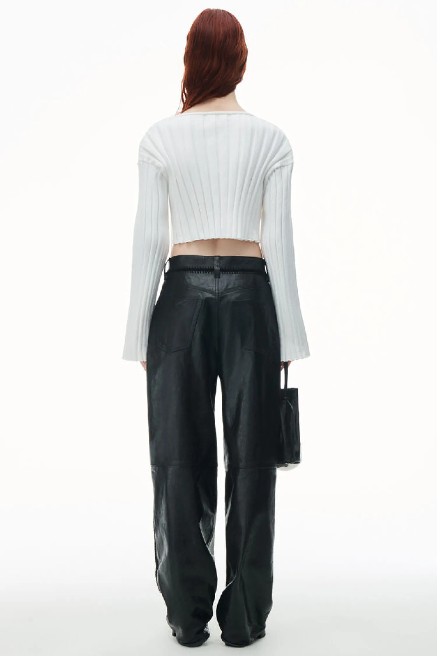 Flash Sale ALEXANDERWANG.T DROP SHOULDER CROPPED LS PULLOVER W/ LACING DETAIL White