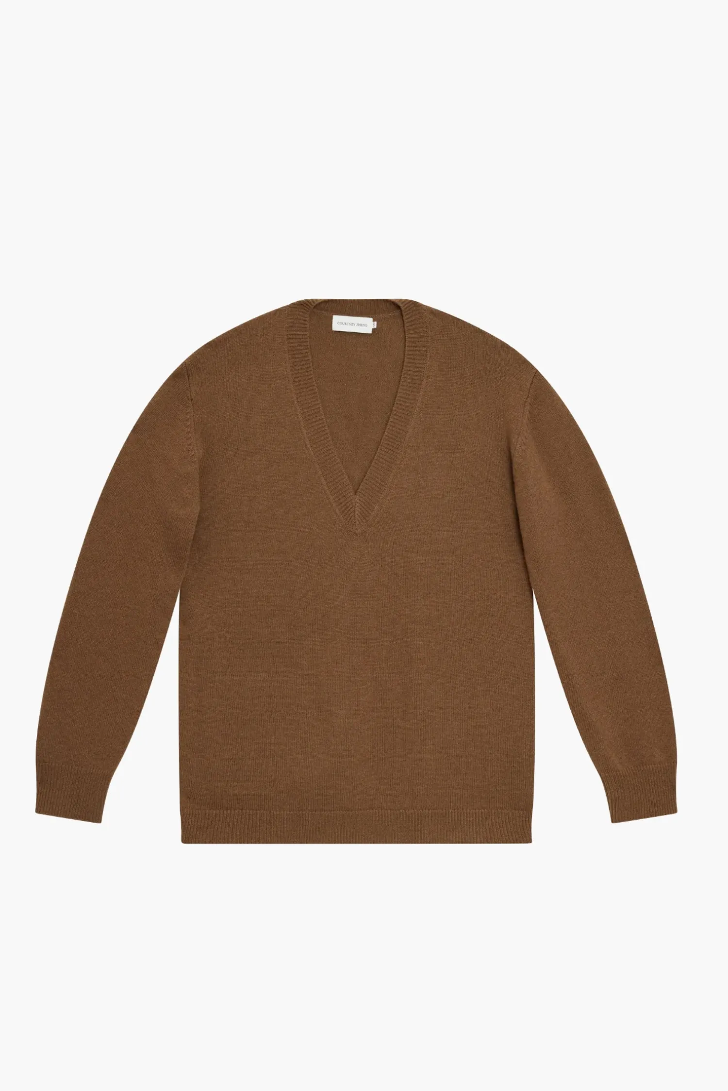 Fashion COURTNEY ZHENG ELVA V-NECK CASHMERE WOOL SWEATER Khaki