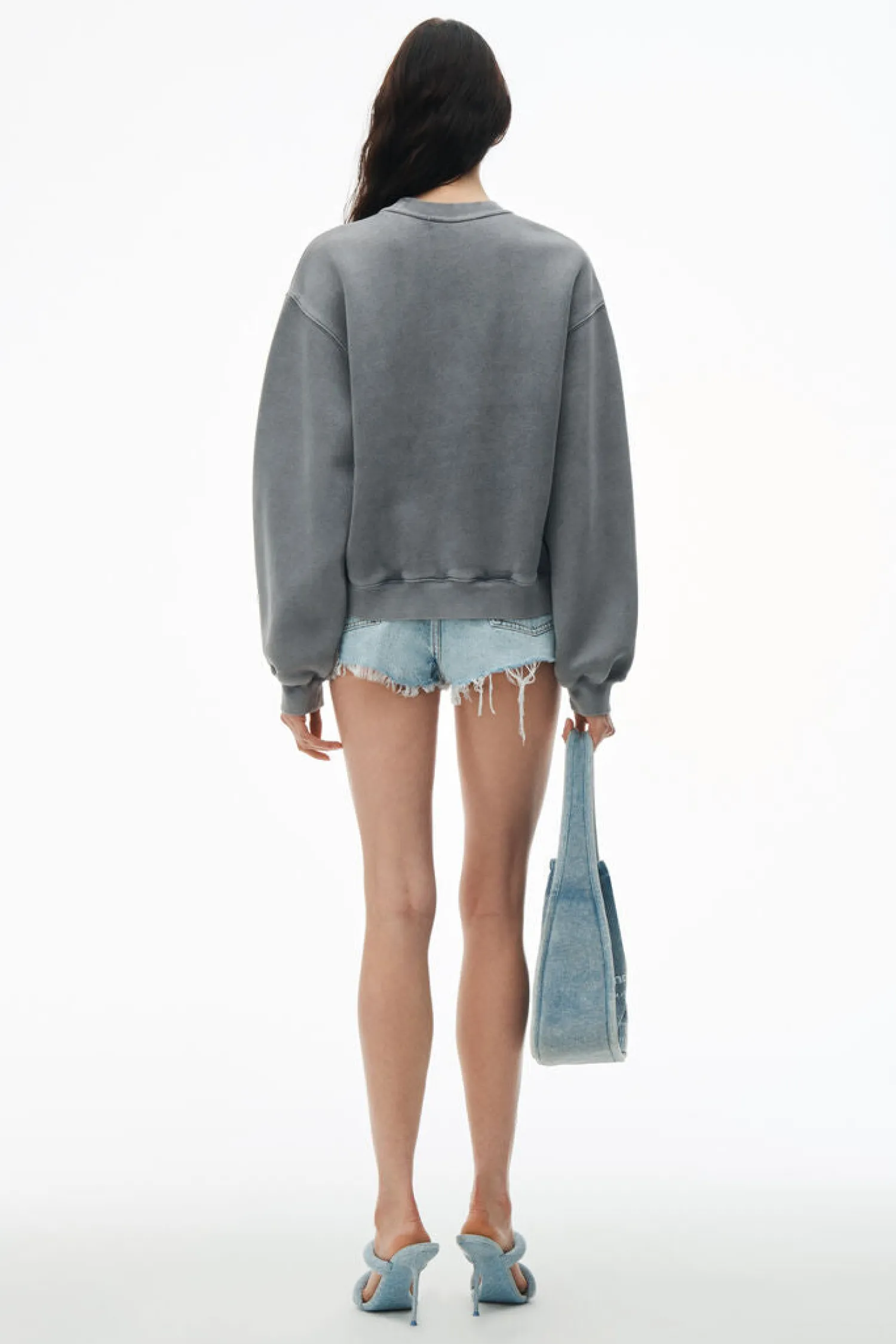 Sale ALEXANDERWANG.T ESSENTIAL TERRY CREW SWEATSHIRT W/ PUFF PAINT LOGO AcidFog