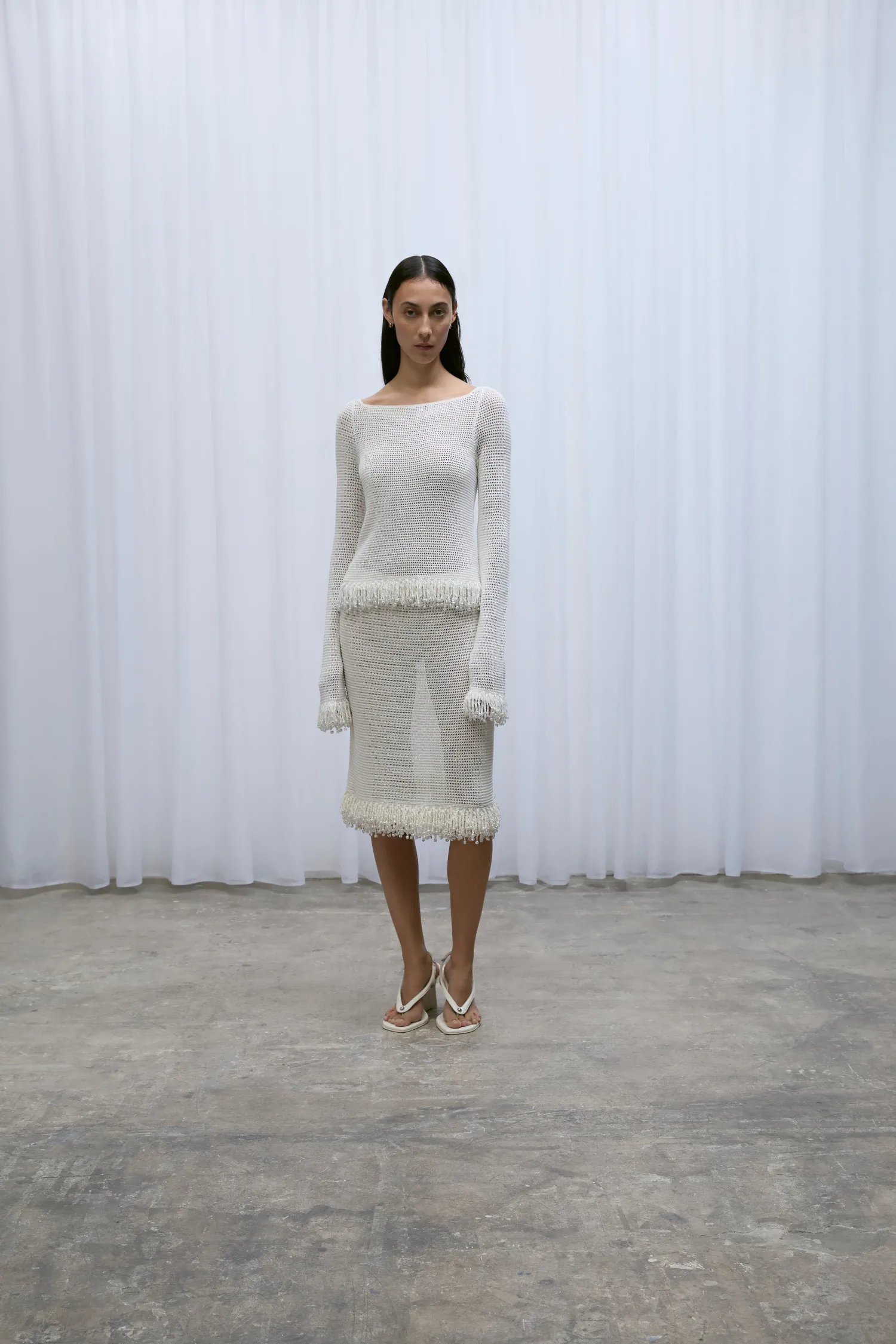 Store Paris Georgia FRINGE SKIRT OffWhite