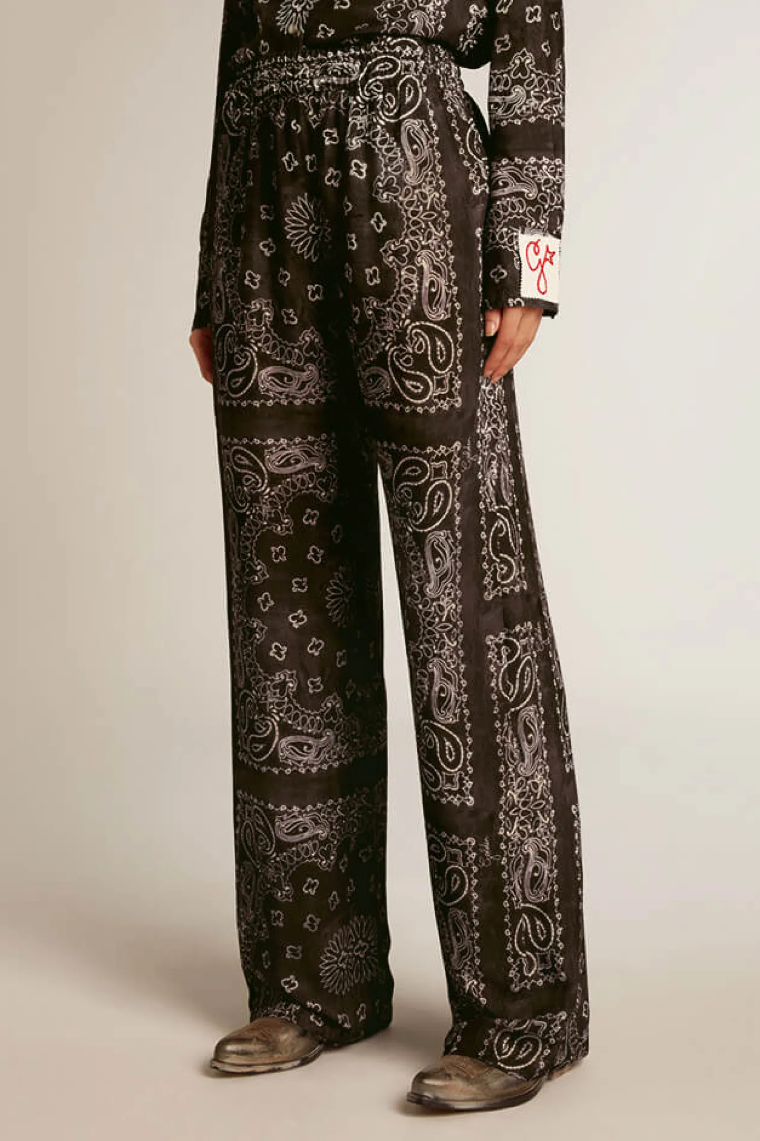 Fashion GOLDEN GOOSE GOLDEN W'S JOGGING PANTS PAISLEY PRINT Anthracitegray