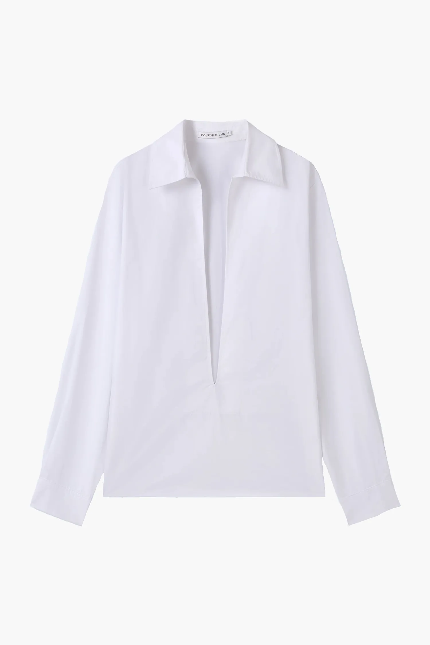Fashion COURTNEY ZHENG HAINES POPLIN FRONT SLIT SHIRT White