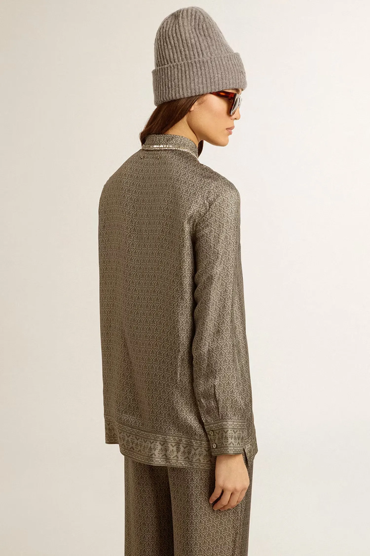 New GOLDEN GOOSE JOURNEY W'S SHIRT PAJAMAS TWILL ALLOVER PRINT W EMBROIDERY MoonMist