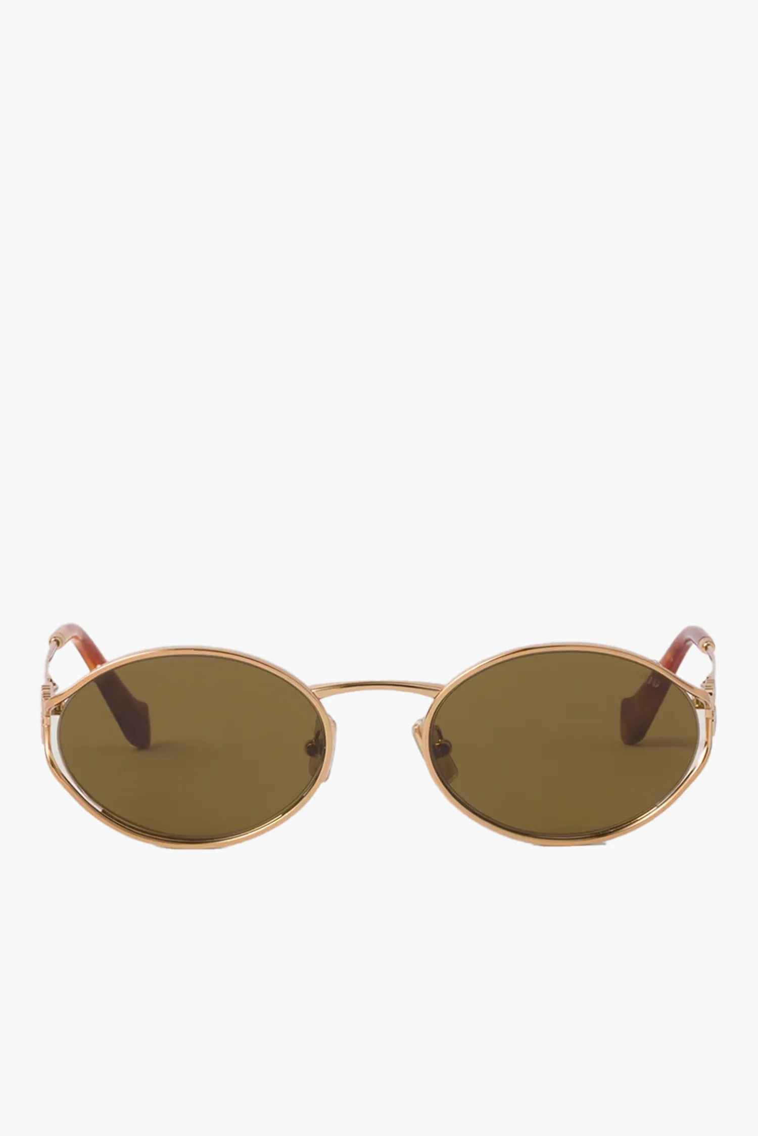 Best MIU MIU LOGO METAL OVAL SUNGLASSES Gold/Brown