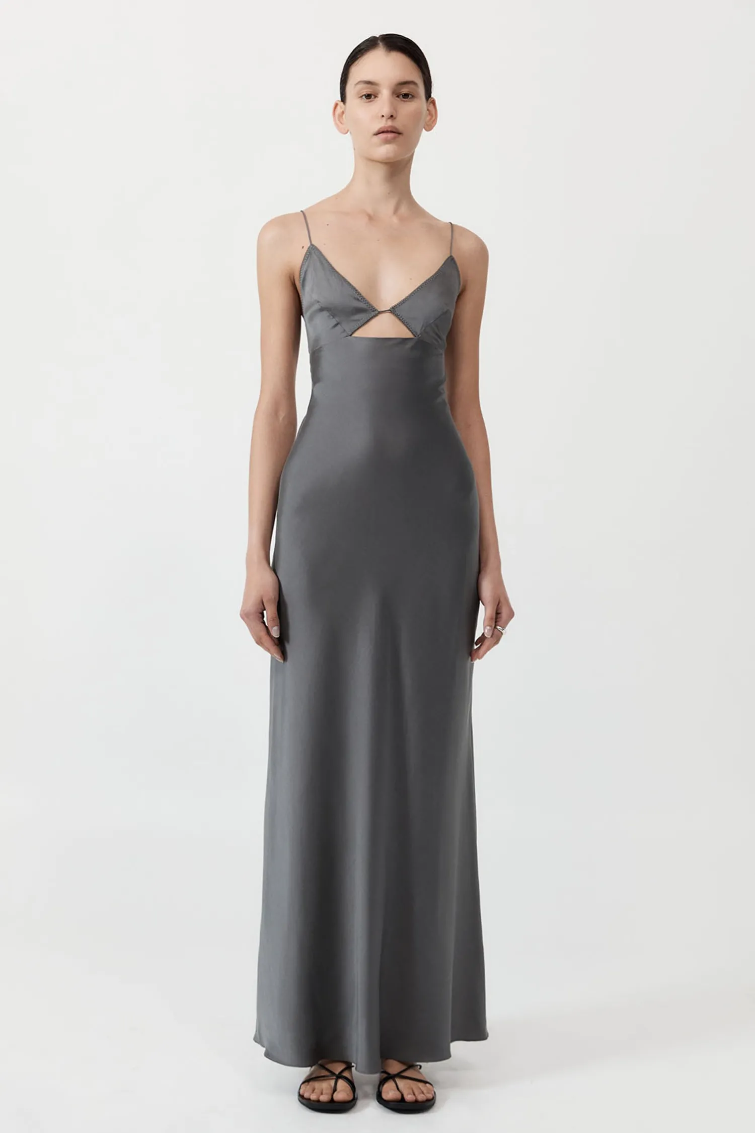 Flash Sale ST. AGNI SOFT SILK BRA BIAS SLIP PewterGrey