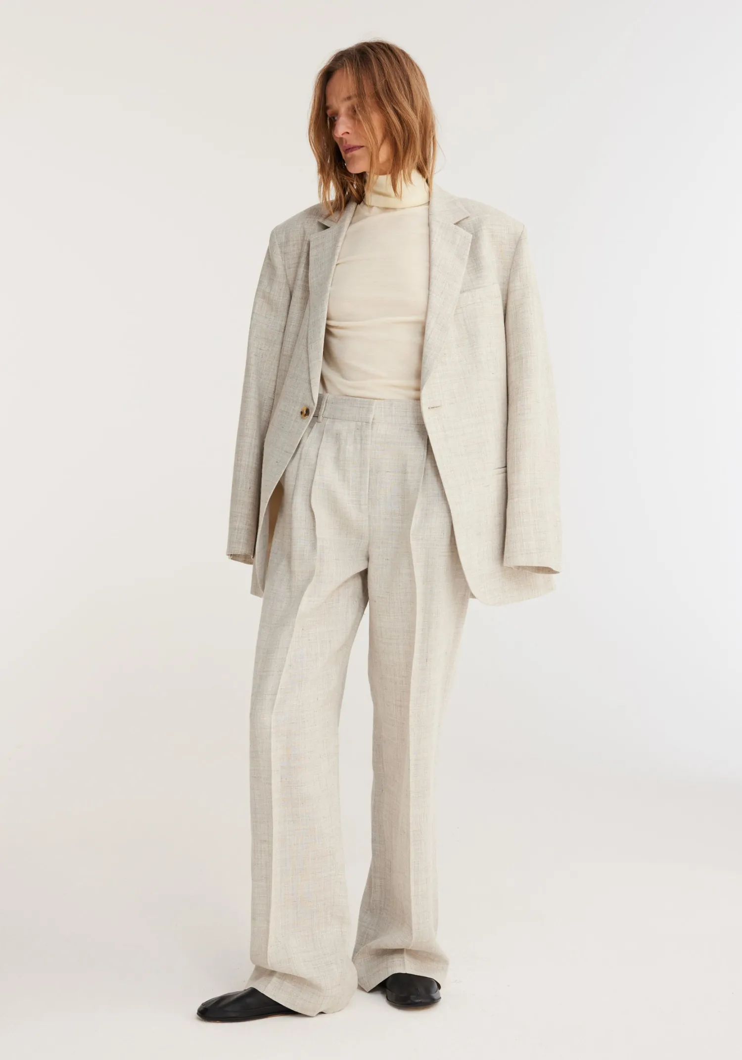Best RÓHE WIDE LEG PLEATED TROUSERS StoneMelange